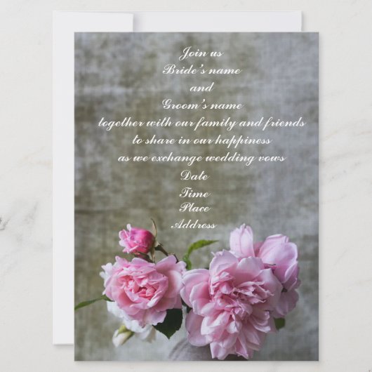Elegante Pioen Trouwkaarten Kaart (Voorkant)
