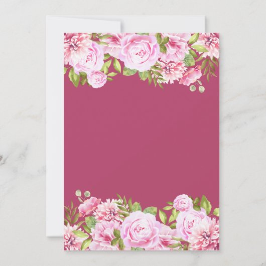 Elegante Pioen Waterverf Bloemige Save the Date (Achterkant)