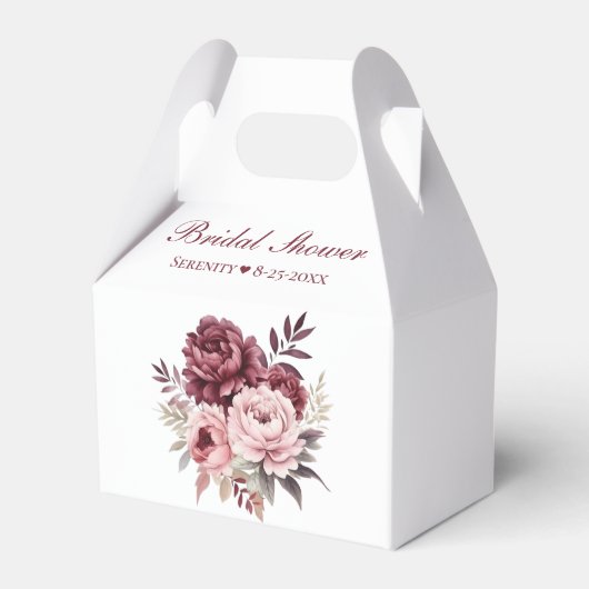 Elegante pioen Waterverf Floral Vrijgezellenfeest Bedankdoosjes (Voorkant Zijde)