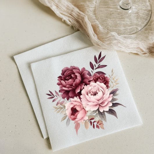 Elegante pioen Waterverf pioenen Vrijgezellenfeest Servet