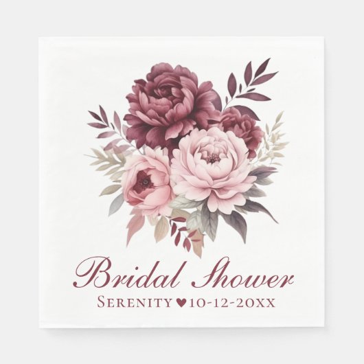 Elegante pioen Waterverf pioenen Vrijgezellenfeest Servet (Voorkant)