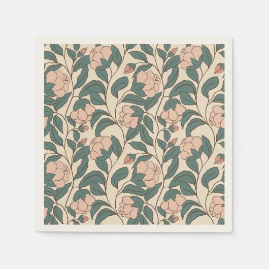 Elegante  pioenbloem – tijdloze botanische servet (Voorkant)