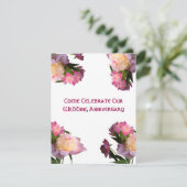 Elegante pioenbloemen Jubileum Uitnodigingen (Staand voorkant)