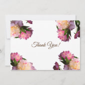 Elegante pioenbloemen Trouw RSVP Kaart (Achterkant)