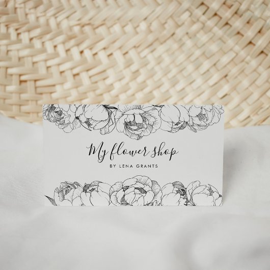 Elegante pioenen bloemen chic visitekaartje