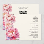 Elegante pioenen bloemige islamitische Nikah Kaart (Voorkant / Achterkant)