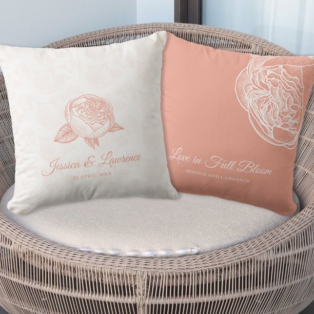 Elegante pioenen bruiloft decor kussen (Creator heeft geüpload)