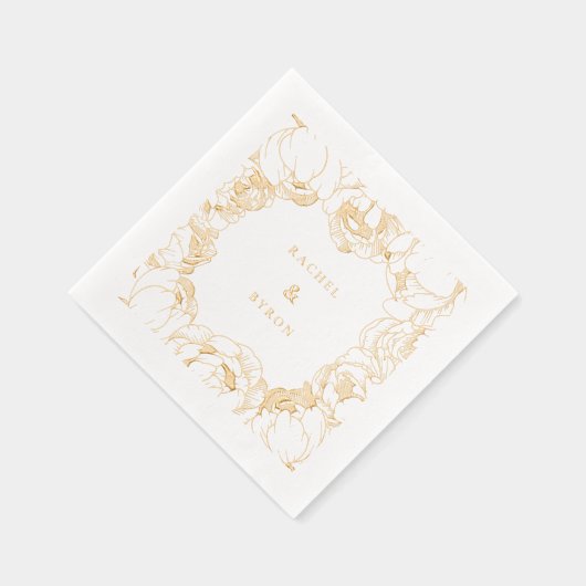 Elegante pioenen bruiloft folie servetten (Rechts)