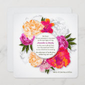 Elegante pioenen bruiloft uitnodiging (Voorkant / Achterkant)