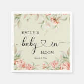 Elegante pioenen floral Baby in Bloom Baby shower Servet (Voorkant)