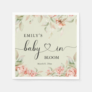 Elegante pioenen floral Baby in Bloom Baby shower Servet