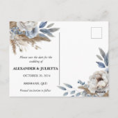 Elegante pioenen, rozen & pampa's - Save the date Briefkaart (Achterkant)