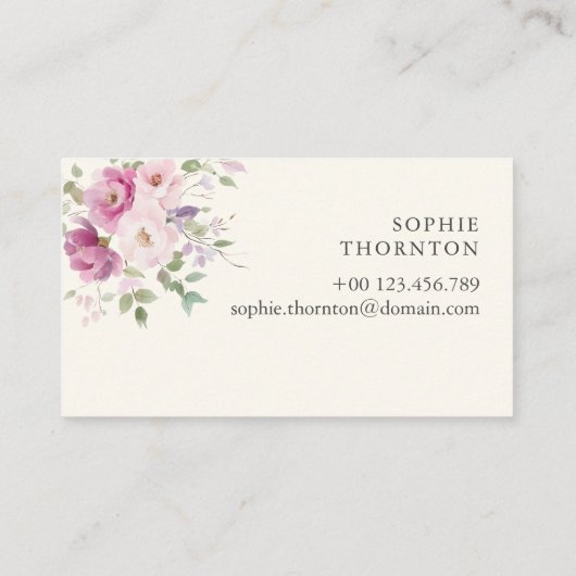 Elegante pioenen visitekaartje (Achterkant)