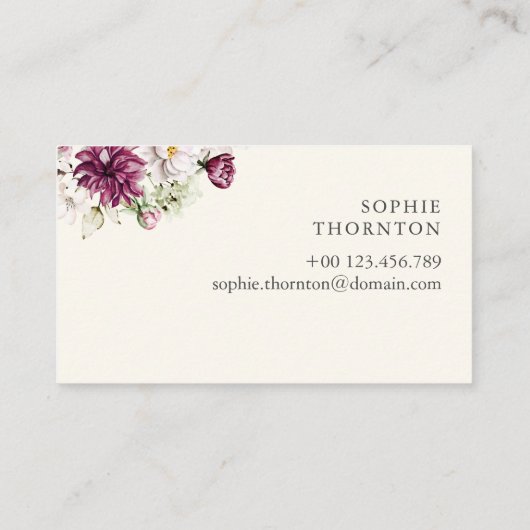 Elegante pioenen visitekaartje (Achterkant)