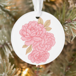 Elegante pioenen – Zacht roze bloemenillustratie Ornament