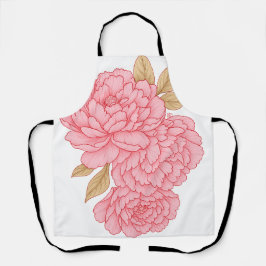 Elegante pioenen – Zacht roze bloemenillustratie Schort