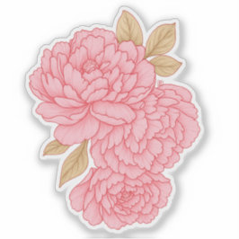 Elegante pioenen – Zacht roze bloemenillustratie Sticker