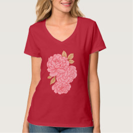 Elegante pioenen – Zacht roze bloemenillustratie T-shirt
