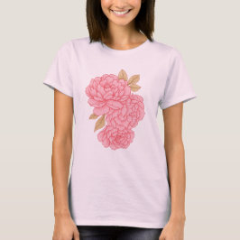 Elegante pioenen – Zacht roze bloemenillustratie T-shirt