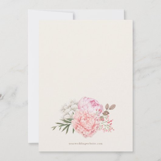 Elegante pioenenbruiloft kaart (Achterkant)