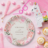 Elegante pioenenbruiloft papieren bordje (Feest)