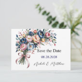 Elegante pioenenkrans voor bruiloft Save the Date (Staand voorkant)