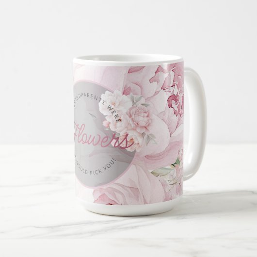 Elegante pioenroos bloemen grootouder we zouden je koffiemok (Voorkant rechts)