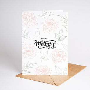Elegante pioenroos bloemkaarten voor Moederdag Kaart