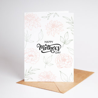 Elegante pioenroos bloemkaarten voor Moederdag Kaart