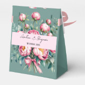 Elegante pioenroos boeket in Waterverf bruiloft Bedankdoosjes (Achterkant)