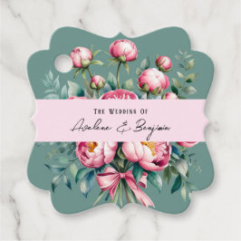 Elegante pioenroos boeket in Waterverf bruiloft Bedankjes Labels