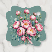 Elegante pioenroos boeket in Waterverf bruiloft Bedankjes Labels (Achterkant)