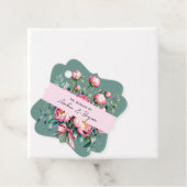 Elegante pioenroos boeket in Waterverf bruiloft Bedankjes Labels (In situ)