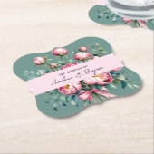 Elegante pioenroos boeket in Waterverf bruiloft Kartonnen Onderzetters (Gekanteld)