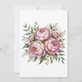 Elegante pioenroos Floral Brunch & Bubbly Kaart (Achterkant)