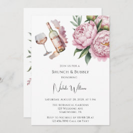 Elegante pioenroos Floral Brunch & Bubbly Kaart