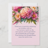 Elegante Pioenroze Bloemengeschenk  Bedankkaart (Achterkant)