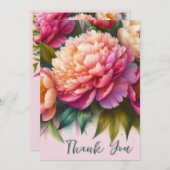 Elegante Pioenroze Bloemengeschenk  Bedankkaart (Voorkant / Achterkant)