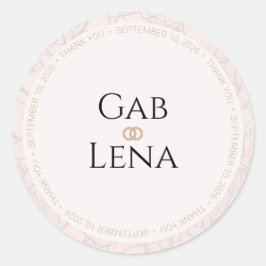 Elegante Pioenroze Bloemige Trouwsticker Ronde Sticker