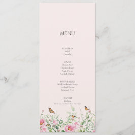 Elegante Pioenroze Roze Verlovingsfeest Diner M Menu