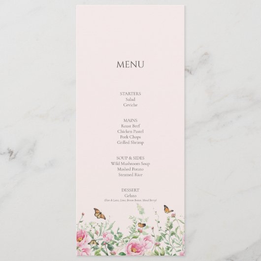 Elegante Pioenroze Roze Verlovingsfeest Diner M Menu (Voorkant)