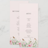 Elegante Pioenroze Roze Verlovingsfeest Diner M Menu (Voorkant / Achterkant)