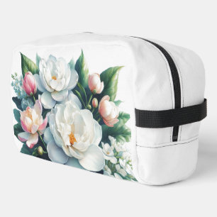 Elegante Pioenroze Witte Bloem Motief Toilettas Toilettasje