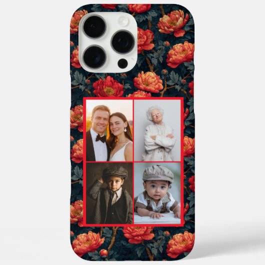 Elegante Pioenrozen Aangepaste Foto Collage Hoesje (Achterkant)
