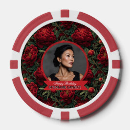 Elegante Pioenrozen Bloem Thema Verjaardagsfeestje Poker Chips