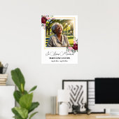 Elegante Pioenrozen Gouden Lijst Foto Begrafenis  Poster (Thuiskantoor)