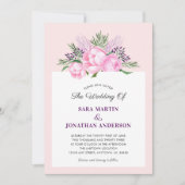 Elegante Pioenrozen Waterverf | Bruiloft Kaart (Voorkant)