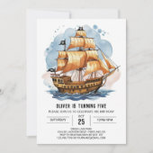 Elegante Pirate Map Aangepaste Pirate Verjaardag Kaart (Voorkant)