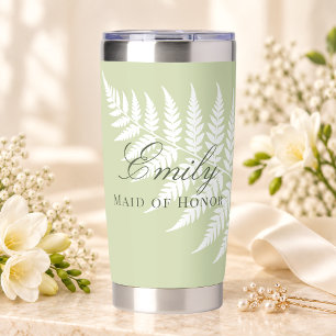 Elegante Pistache Groen Witte Varentruiden Bruidsm Geïsoleerde Drinkbeker