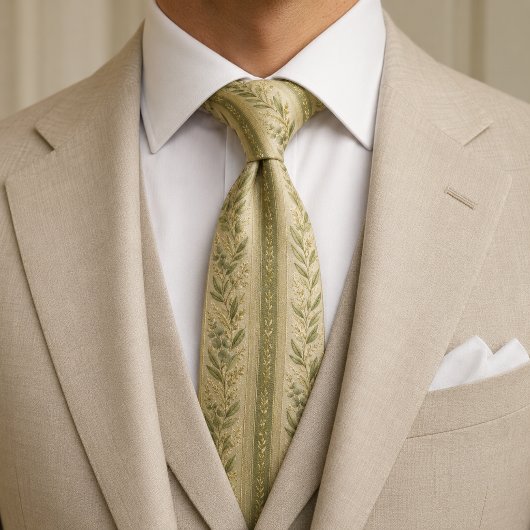 Elegante Pistache Luxe Botanische Stropdas